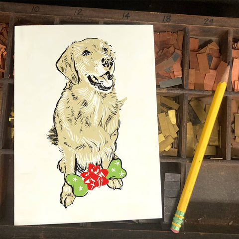 RHO-9010 Golden Retriever with Present