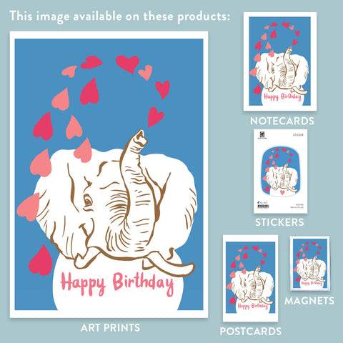 RHB-160 Elephant & Hearts - Happy Birthday