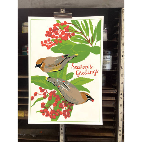 RHO-94 Cedar Waxwing & Toyon - Season's Greetings