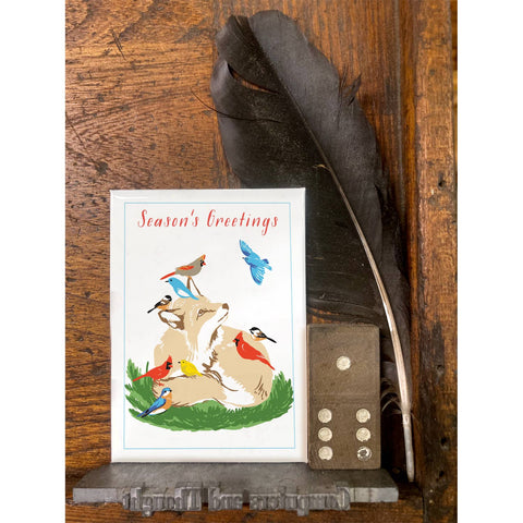 RHO-9134 Fox and Birds - Season's Greetings