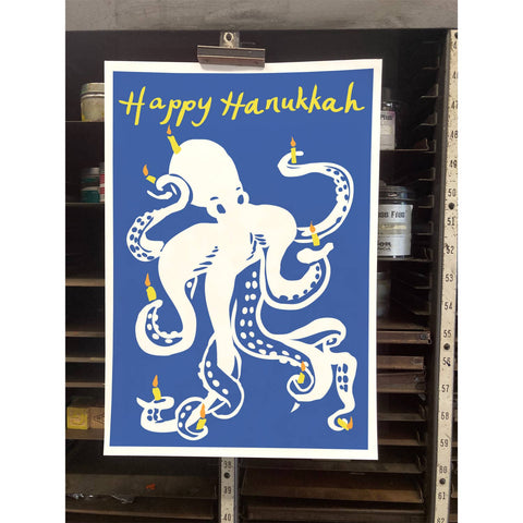 RHO-9128 Octopus Menorah - Happy Hanukkah