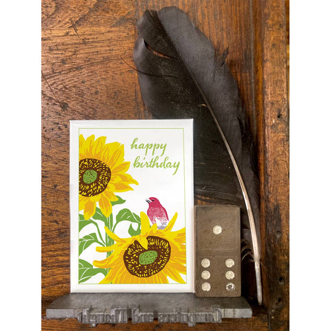 RHB-141 Purple Finch & Sunflower - Happy Birthday