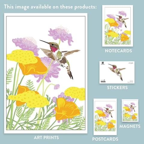 RBI-221 Hummingbird & Garden Flowers