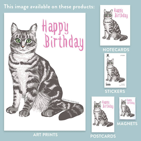 RHB-9025 Happy Birthday American Shorthair Cat