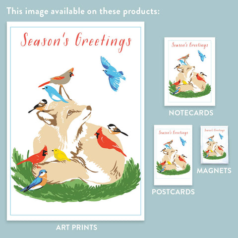 RHO-9134 Fox and Birds - Season's Greetings