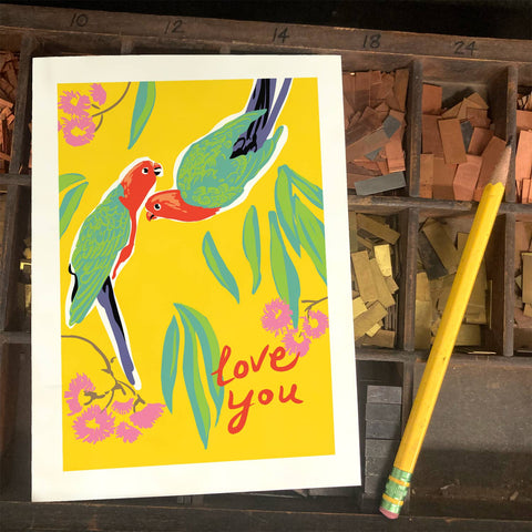 RLO-135 King Parrots & Eucalyptus - Love You