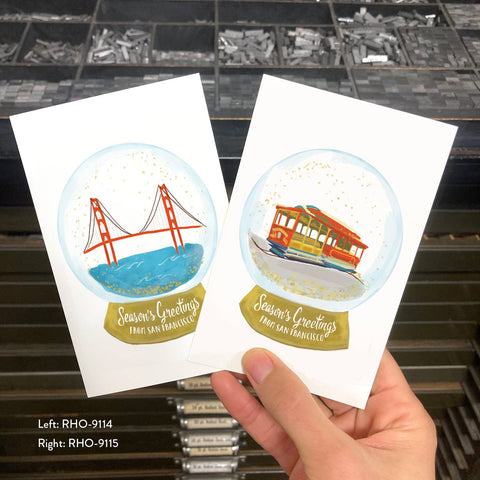 RHO-9115 Cable Car Snowglobe - Season's Greetings