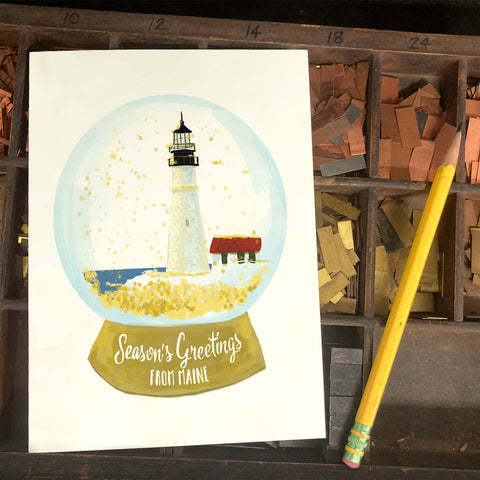 RHO-9153 Maine Lighthouse Snowglobe
