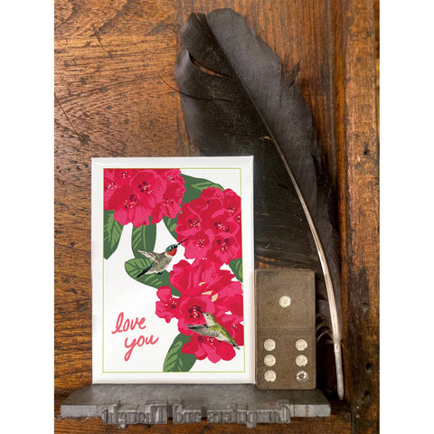 RLO-203 Hummingbirds & Rhododendron - Love You