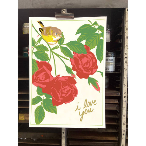 RLO-103 Vireo & Red Roses - I Love You