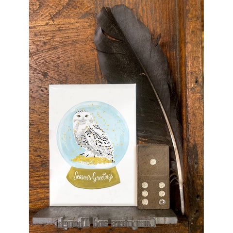 RHO-9112 Snowy Owl Snowglobe - Season's Greetings