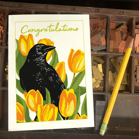 RCO-109 Crow & Tulips - Congratulations