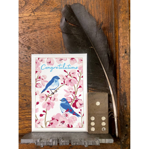RCO-45 Bluebirds & Cherry Tree - Congratulations / Wedding