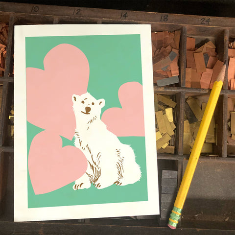 RLO-159 Polar Bear with Hearts