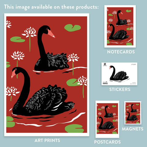 RBI-136 Black Swans & Water Lilies