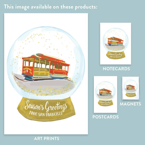 RHO-9115 Cable Car Snowglobe - Season's Greetings