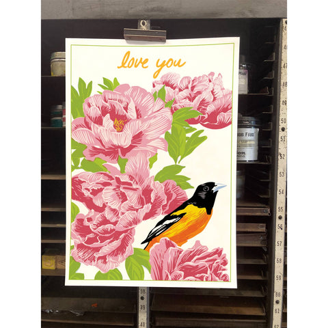 RLO-212 Baltimore Oriole & Peonies - Love You