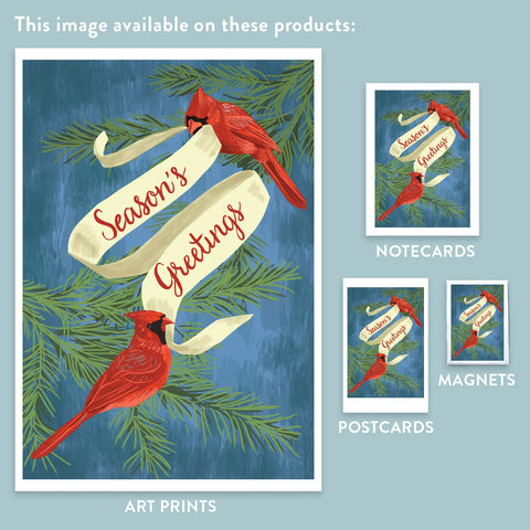 RHO-9106 Cardinals and Banner - Season's Greetings