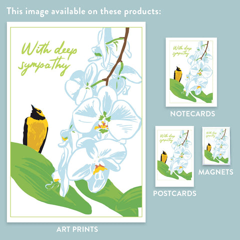 RSY-185 Hooded Warbler & Orchids - With Deep Sympathy