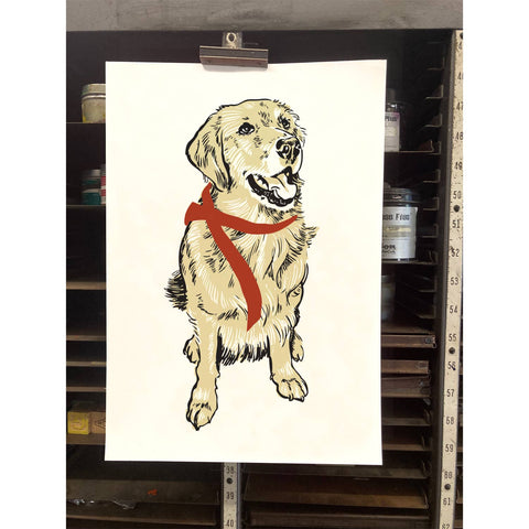 RAN-24 Golden Retriever with Red Ribbon