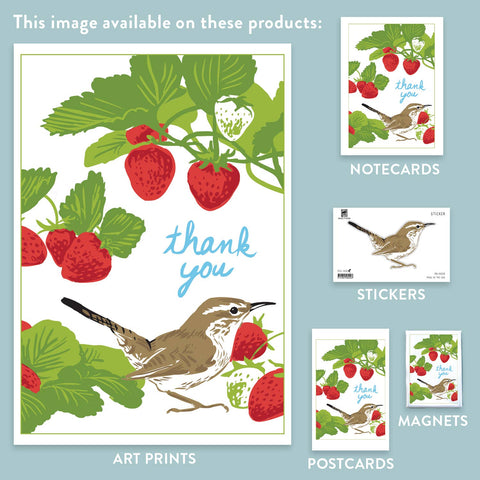 RTY-220 Bewick's Wren & Strawberries - Thank You