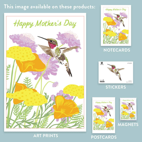 RMD-221 Hummingbird & Garden Flowers -Mother's Day