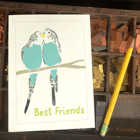 RLO-18 Two Budgies - Best Friends