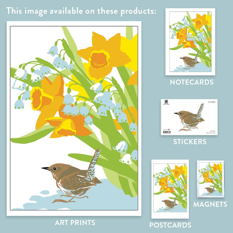 RBI-234 House Wren and Spring Flowers