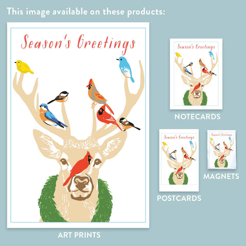 RHO-9133 Deer and Birds - Season's Greetings