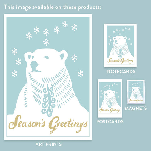 RHO-9145 Polar Bear with Snowflakes - Season's Greetings