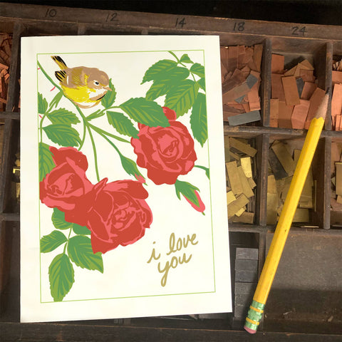 RLO-103 Vireo & Red Roses - I Love You