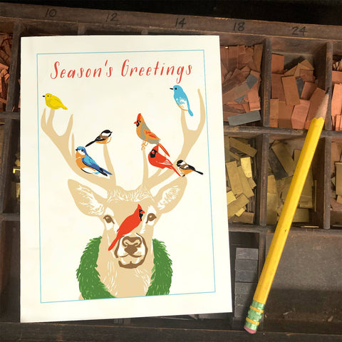 RHO-9133 Deer and Birds - Season's Greetings