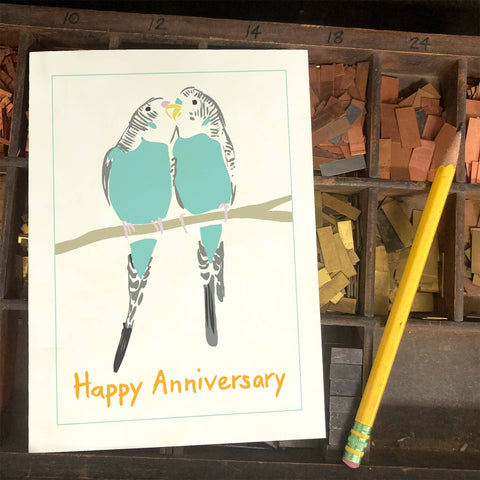 RHA-18 Two Budgies - Happy Anniversary