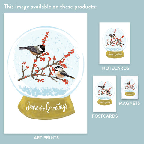 RHO-9113 Chickadee in Snowglobe - Season's Greetings
