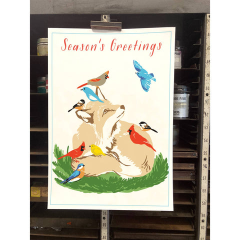 RHO-9134 Fox and Birds - Season's Greetings
