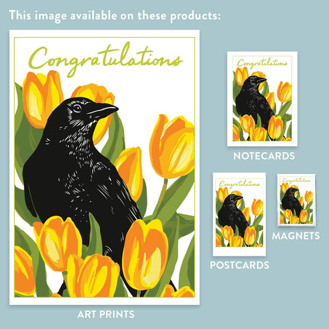 RCO-109 Crow & Tulips - Congratulations