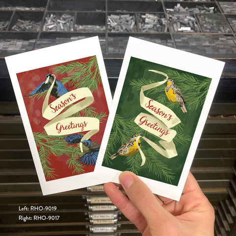 RHO-9107 Meadowlarks and Banner - Season's Greetings