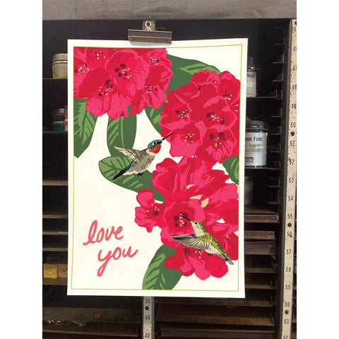 RLO-203 Hummingbirds & Rhododendron - Love You