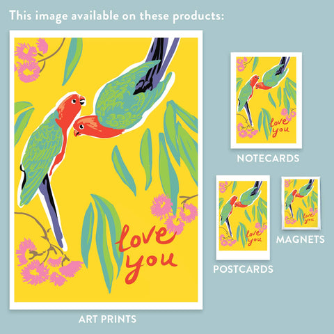 RLO-135 King Parrots & Eucalyptus - Love You