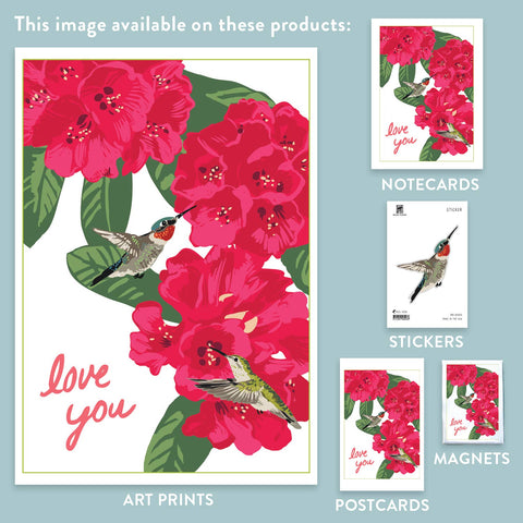 RLO-203 Hummingbirds & Rhododendron - Love You
