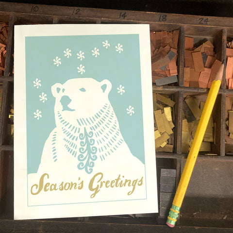 RHO-9145 Polar Bear with Snowflakes - Season's Greetings