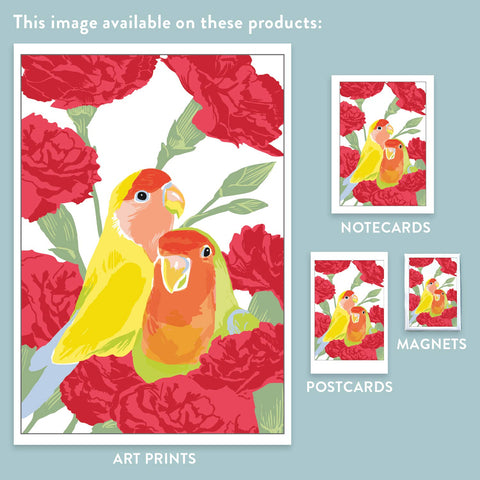 RBI-9146 Love Birds and Carnations