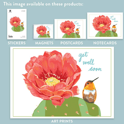 RGW-54 Hummingbird & Cactus - Get Well Soon