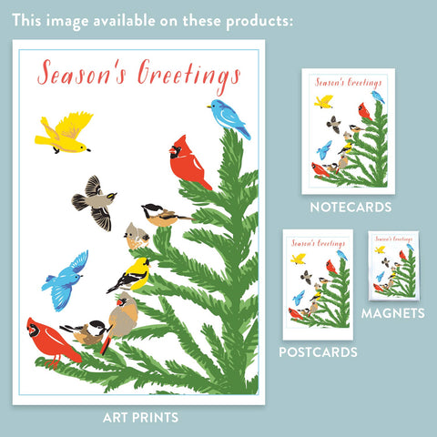 RHO-9132 Fir and Birds - Season's Greetings