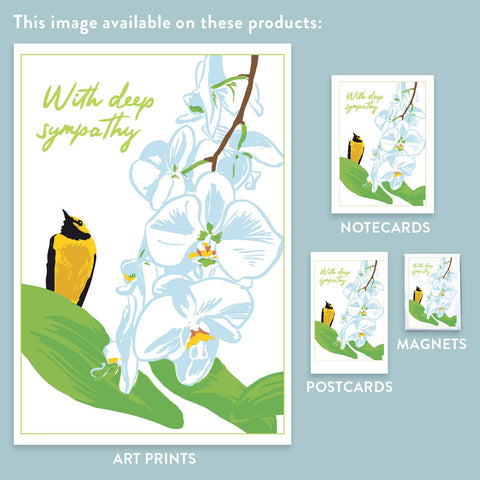RSY-185 Hooded Warbler & Orchids - With Deep Sympathy