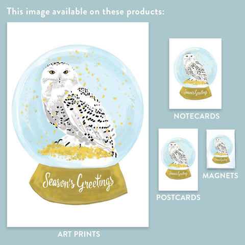 RHO-9112 Snowy Owl Snowglobe - Season's Greetings