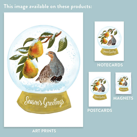 RHO-9138 Partridge Pear Tree Snowglobe - Season's Greetings