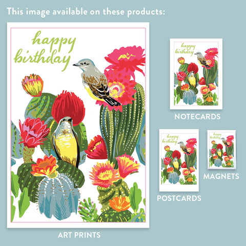 RHB-140 Kingbirds & Cacti - Happy Birthday