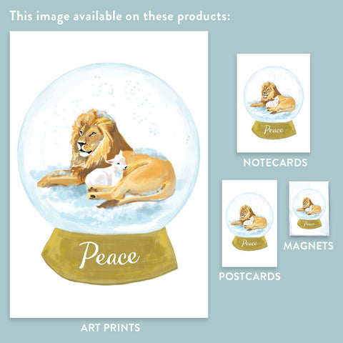RHO-9149 Lion and Lamb Snowglobe - Peace
