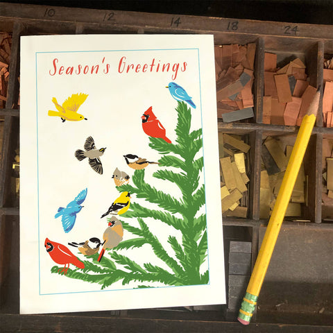 RHO-9132 Fir and Birds - Season's Greetings